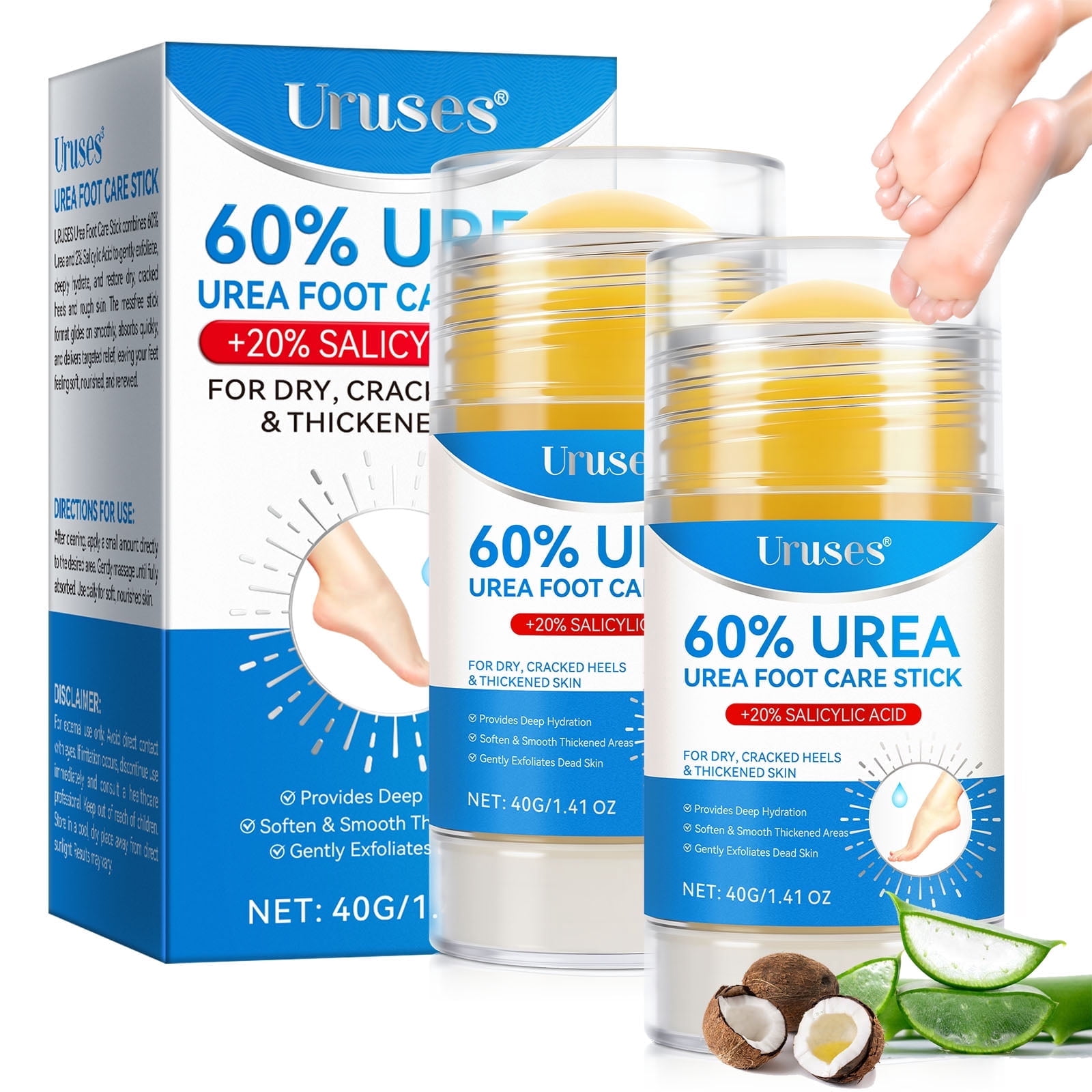 Urea 60% Foot Stick with Salicylic Acid, Exfoliating Foot Balm for Dry ...