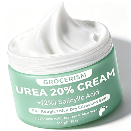 Urea Cream 20 Percent For Feet Plus Salicylic Acid 5.29 oz || Foot Cream and Hand Cream, with Hyaluronic Acid, Tea Tree, and Aloe Vera, Callus Remover and Cracked Heel Repair Care