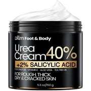 Ollm 40% Urea Cream with 2% Salicylic Acid, Hyaluronic Acid, Tea Tree & Aloe Vera   Fast-Absorbing, Non-Greasy Exfoliating Heel Repair for Cracked Heels & Calluses, 5.3 oz