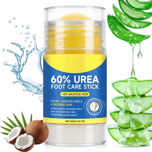 Urea Foot Cream Stick 60% with 2% Salicylic Acid, for Dry Cracked Feet, Knees, Elbows, Hands,Moisturizes Dry Skin,Callus Remover & Skin Softener - 40G/1.41 OZ