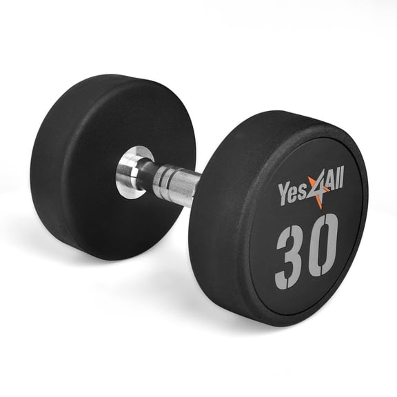 Urethane Dumbbell with Anti-Slip Knurled Handle 5-50 LB for Muscle Building - Sold Individually