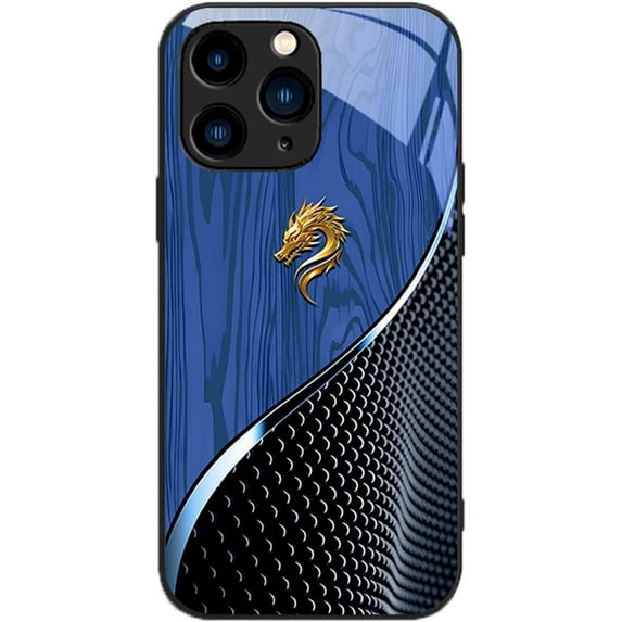 Urgalaxy Personalized Dragon Pattern Magnetic Compatible with Magsafe Glass Phone Case for iPhone 16/15/14/13/12/11 Plus Pro Max (Blue,for iPhone 16 Pro)