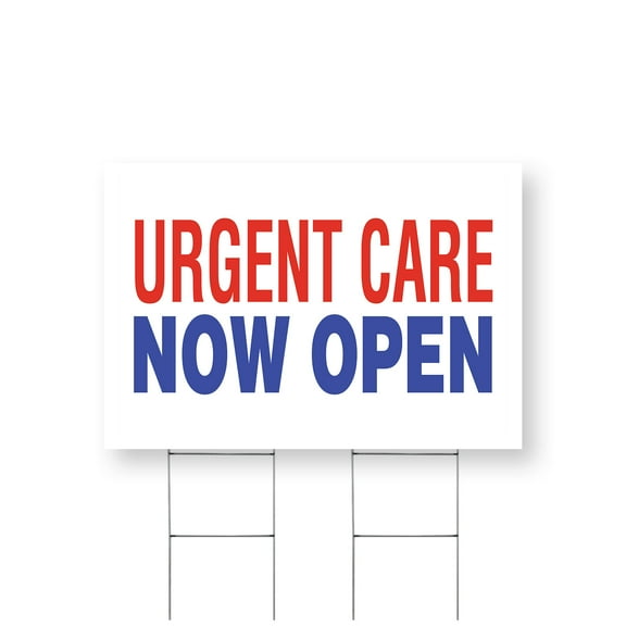 Urgent Care Now Open Yard Sign 24 Inch x 36 Inch Single Sided Weatherproof Heavy-Duty Plastic with Stake | Medical Services, Professional Care, Clear Signage | Made in USA