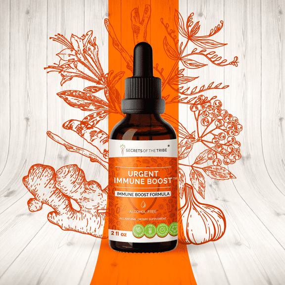 Secrets Of The Tribe Urgent Immune Boost Blend Tincture Dietary Supplement, Natural Extract, Made from Elder, Echinacea, Honeysuckle, Ginger, Horseradish, Osha, Andrographis, Garlic, Wild Indigo 2 oz