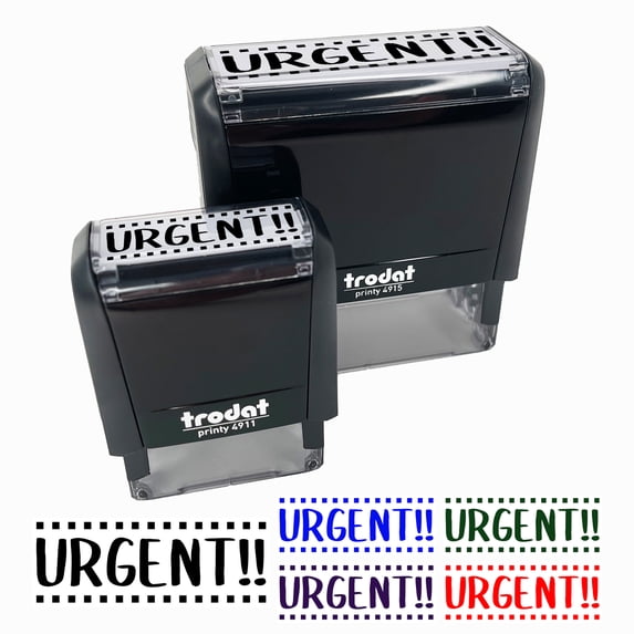 Urgent Squared Dot Lines Self-Inking Rubber Stamp Ink Stamper for Business Office - Black Ink - Small 1-1/2 Inch