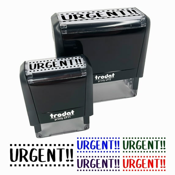 Urgent Squared Dot Lines Self-Inking Rubber Stamp Ink Stamper for Business Office - Sky Blue Ink - Large 2-2/4 Inch