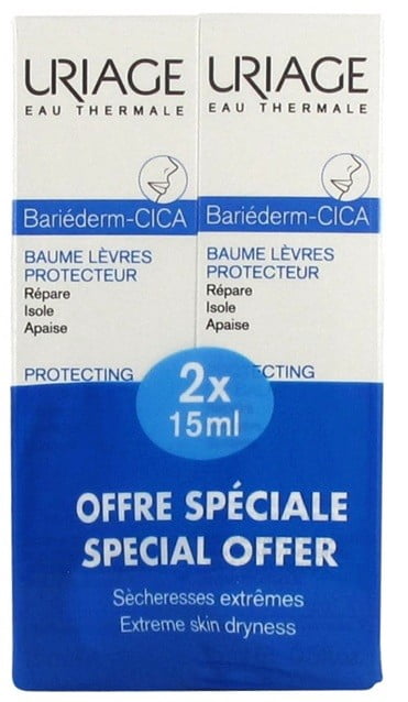 Uriage Bariéderm Cica Protecting Lips Repairing Balm 2 x 15ml  Made in France.