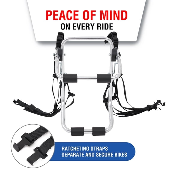 Uriah Products Aluminum Trunk Mounted Bike Rack Carrier | Lightweight, Holds 2 Bikes, 70lbs Capacity for Cars/SUVs