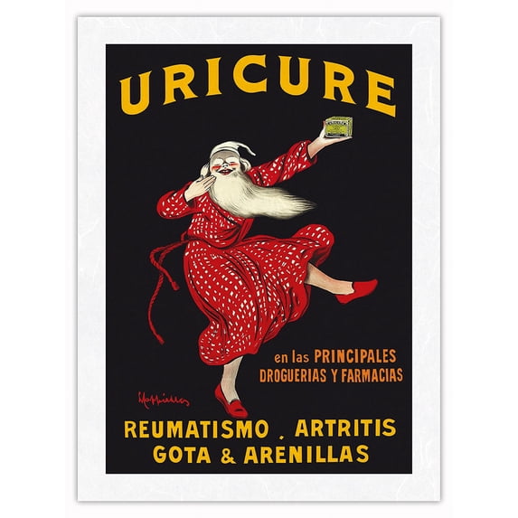 Uricure Pills - For Rheumatism Arthritis Gout - Vintage Advertising Poster by Leonetto Cappiello c.1910 - Japanese Unryu Rice Paper Art Print (Unframed) 12 x 16 in