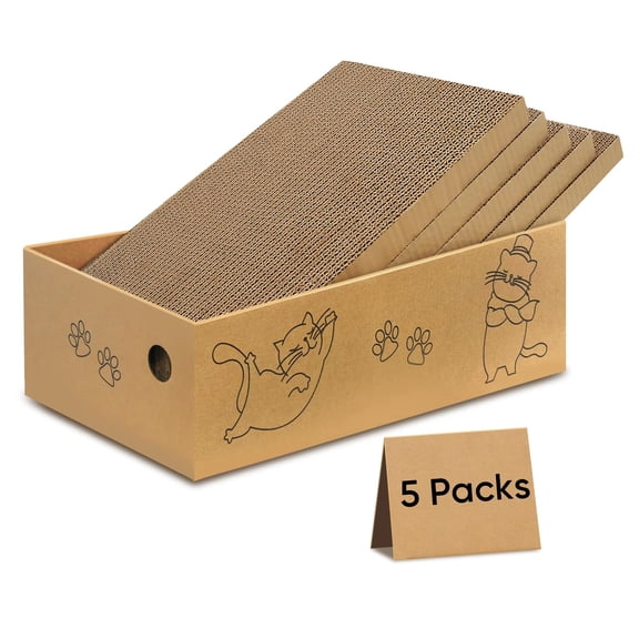 Urieessian Wide Cat Scratcher Cardboard with Box, Reversible Corrugated Cat Scratch Pad, Durable Recyclable Cat Scratching Board for Indoor Cats, Anti-Scratch Furniture Protector with Catnip
