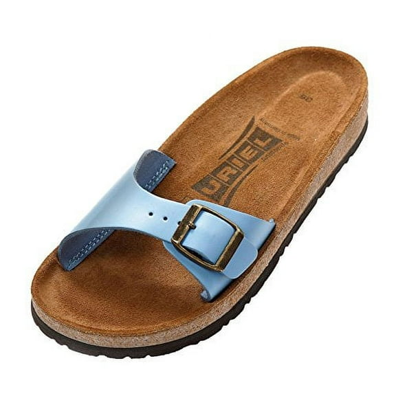 Uriel Women's Anatomic Blue Natural Cork Leather One Strap Sandal (37 EU, 6.5 US, Blue)