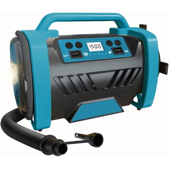 MOOSOO AC/DC Tire Inflator, 3 in 1 Portable Air Compressor for Car Tires with Auto Shut-off, LED Light, 150PSI Air Pump for Cars, Balls, Motorcycles