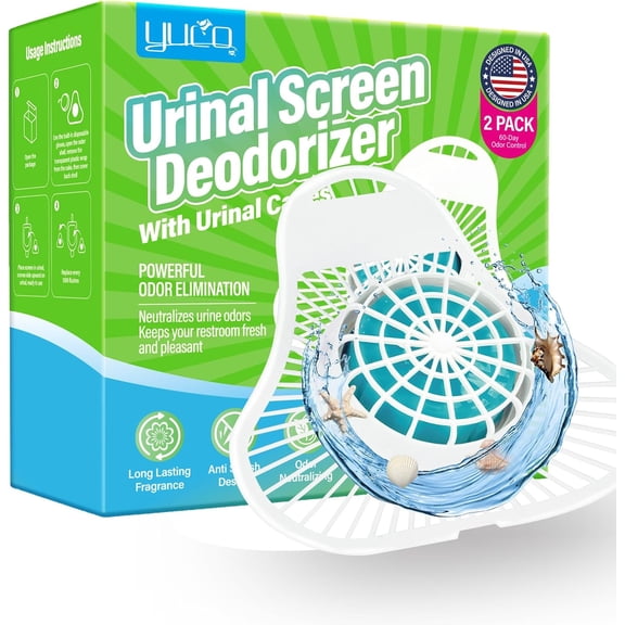 Urinal Cakes (2Pack) Urinal Screen Deodorant Scent Lasts Up to 60 Day,New Formula Ocean Breeze2000 Flushes,Urinal Cleaner Splash-Proof Design is Suitable for Men Bathroom Mall,Hotel,Office,School