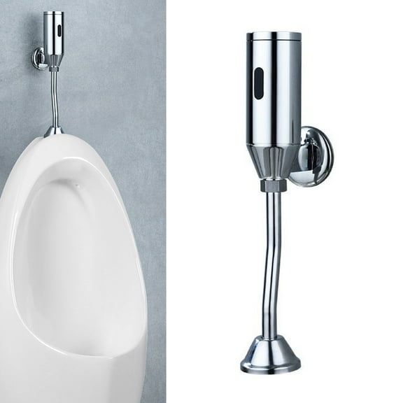 Automatic Sensor-Operated Urinal Flush Valve, Touchless Brass Chrome-Plated Flush Valve for Commercial Bathrooms