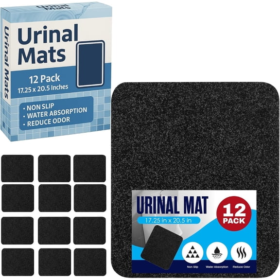 Urinal Mats Floor Pads Disposable Splash Guard for Men's Restroom Rectangular 17 x 22 Inches 12 Pack