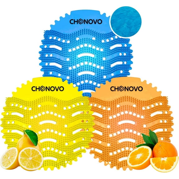 Urinal Screen Deodorizer, 24 Packs Urinal Cakes Bulk Scented Anti-Splash Urinal Mats Deodorizer Fresh Pads for Toilet Bathroom Restaurants Offices Schools Hotels (Ocean Breeze/Lemon/Orange)