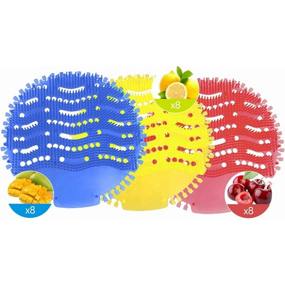 Urinal Screen Deodorizer,6 Packs Urinal Cakes Bulk Scented Anti-Splash Urinal Mats Deodorizer Fresh Pads for Toilet, Bathroom, Offices, Schools, Restaurants, Hotels(Lemon/Mango/Cherry)