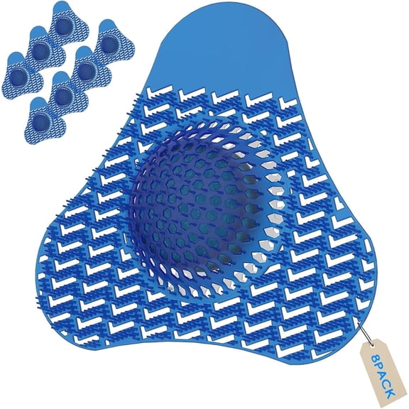 Urinal Screen Deodorizer, Urinal Cakes with 3D Anti-Splash Long Bristles, Male Urinal Mats Pads with Odor Protection for Men Toilets Bathroom (8 Packs)