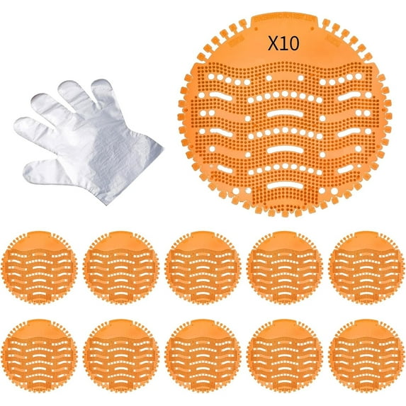 Urinal Screen Deodorizer, Urinal Cakes with Free Gloves,Anti-Splash Toilet Deodorizer Urinal Screens Cakes for Toilets in Bathroom Office Stadiums Schools Hotels(10 PCS )
