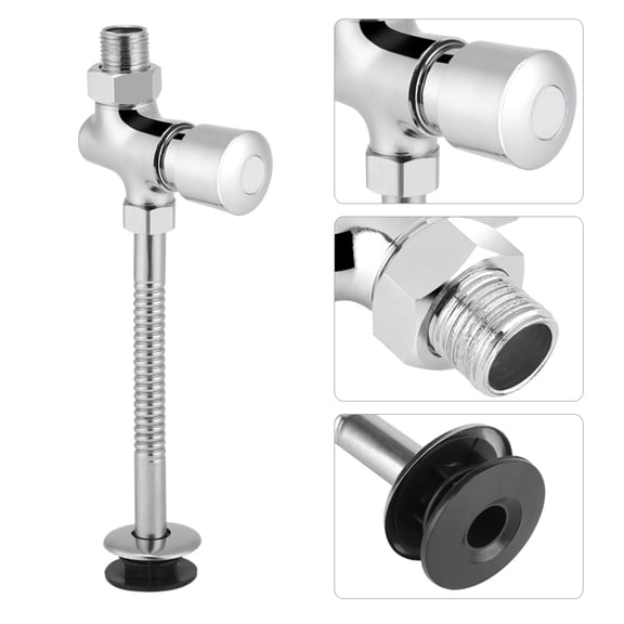 Urinal Valve Push Hand Toilet Urinal Flush Valve, Manual Delay Convenient, Lasting 4-8s, 1/2 Inch Outlet Connection, Easy Install with Installation Parts, For Washing Basin and Sink, Solid