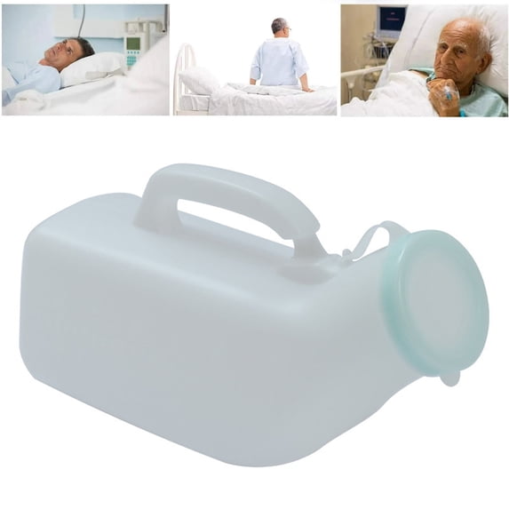 Urinal for Men Spill Proof Men's Potty Portable Urinal Pee Bottle 1200 ML for Hospital Home Camping Car Travel,White