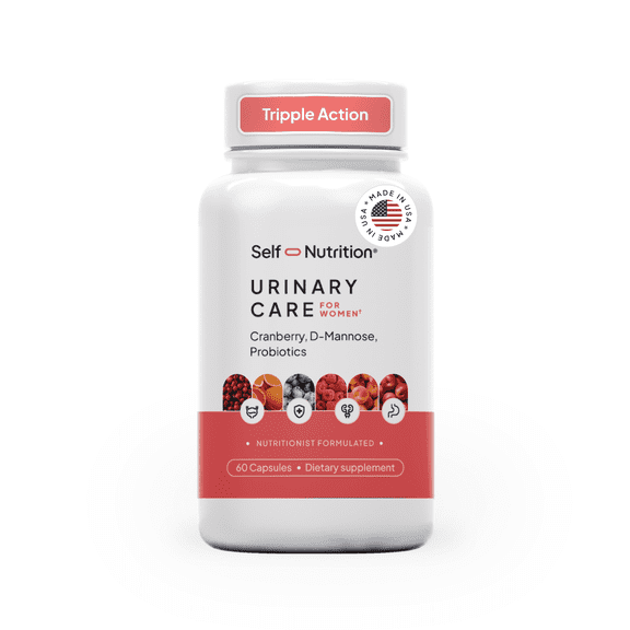 Self Nutrition UTI D Mannose with Cranberry & Probiotics for Women | 3 in 1 Supplement, Supports Urinary Tract Health & PH Balance | Effective & Clinically Studied | Made in USA, Vegan (60 Capsules)