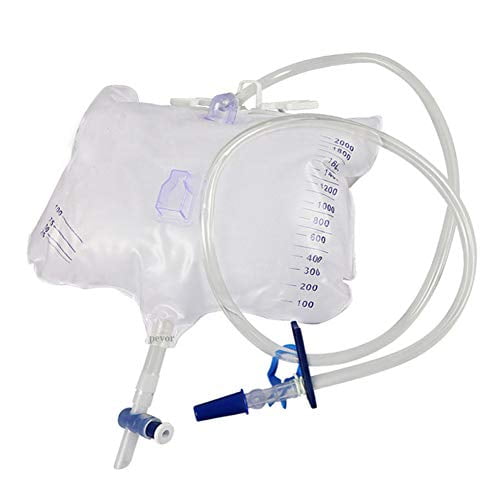 Urinary Drainage Bag Urine Collection Bag with Anti-Reflux Chamber Medical Drain Bag 48" Drainage Tub, 2000ml (Pack of 5)