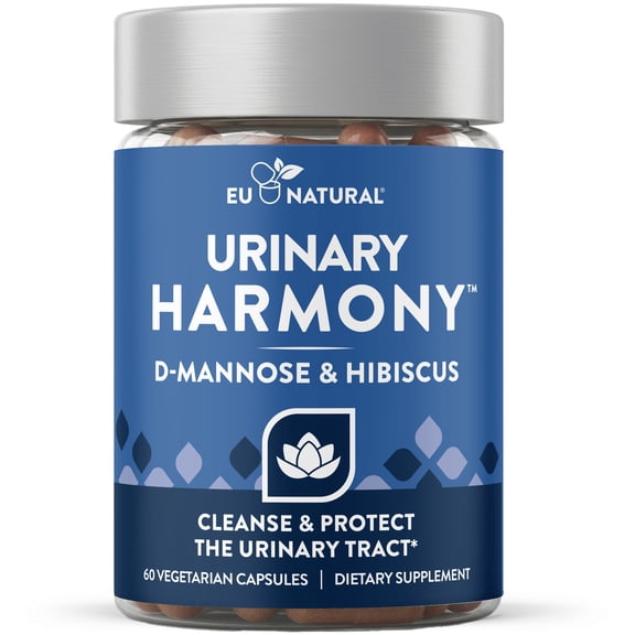 Eu Natural Urinary Harmony D-Mannose Supplement Urinary Tract Health for Women Potent Clinical Strength Formula Cleanses and Flushes the Urinary System 60 Fast Acting Capsules