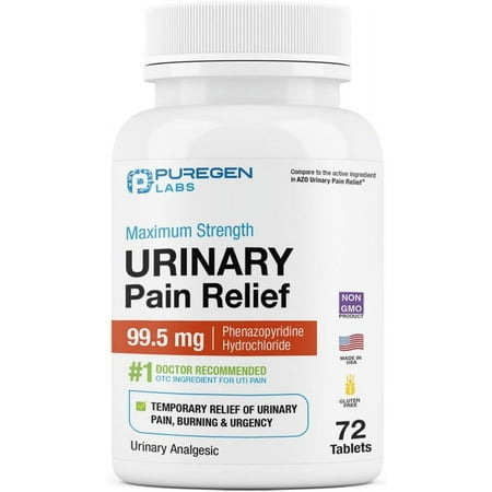 Urinary Pain Relief - Fast Relief of Pain, Burning and Bladder Discomfort – 72 Tablets - 1PK