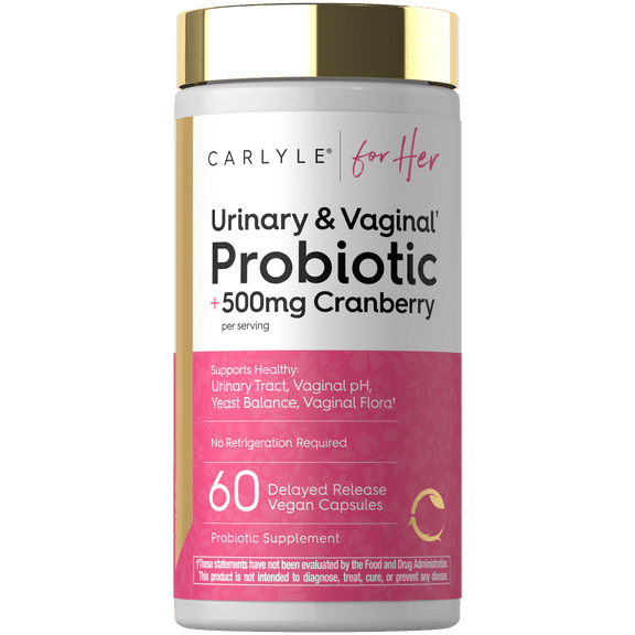 Urinary and Vaginal Probiotic for Women | 60 Capsules | with Cranberry | by Carlyle