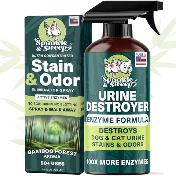 Urine Destroyer Enzyme Cleaner Spray | Cat & Dog Urine Stain and Odor Eliminator | Enzymatic Carpet Cleaner for Pets | Cat Pee Enzyme Cleaner (24oz)