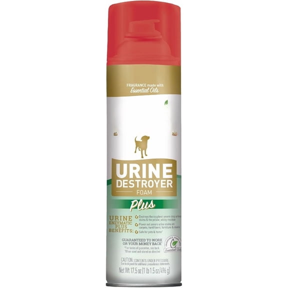 Urine Destroyer Plus for Dogs with Flip & Go Sprayer, 64 Ounces, Enzymatic Formula for Dogs Powers Out Tough Dog Urine Messes and Yellow, Sticky Residue