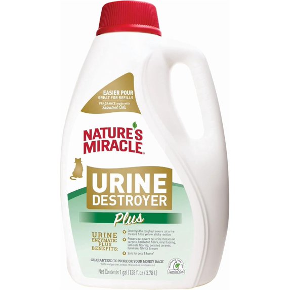 Urine Destroyer Plus for Cats, Enzymatic Formula for Severe Cat Urine Stains, 1 Gal