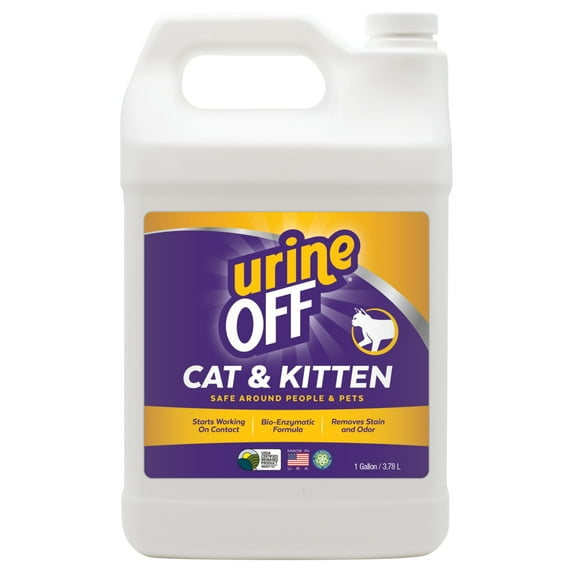 Urine Off Kitten & Cat Pet Stain Remover | Fresh Scent Carpet Cleaner | Bio Enzymatic Stain & Urine Odor Eliminator | Pet Safe Cleaner | 1 gal. E11