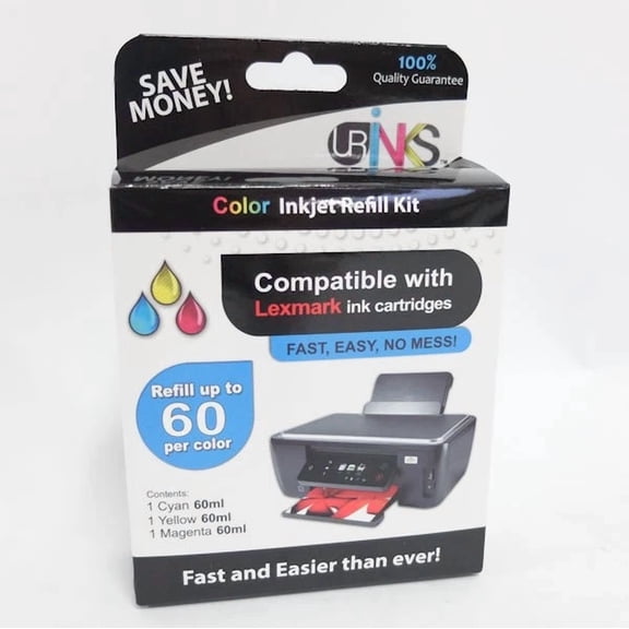 Urinks Color Inkjet Refill Kit, Compatible With Lexmark Ink Cartridges