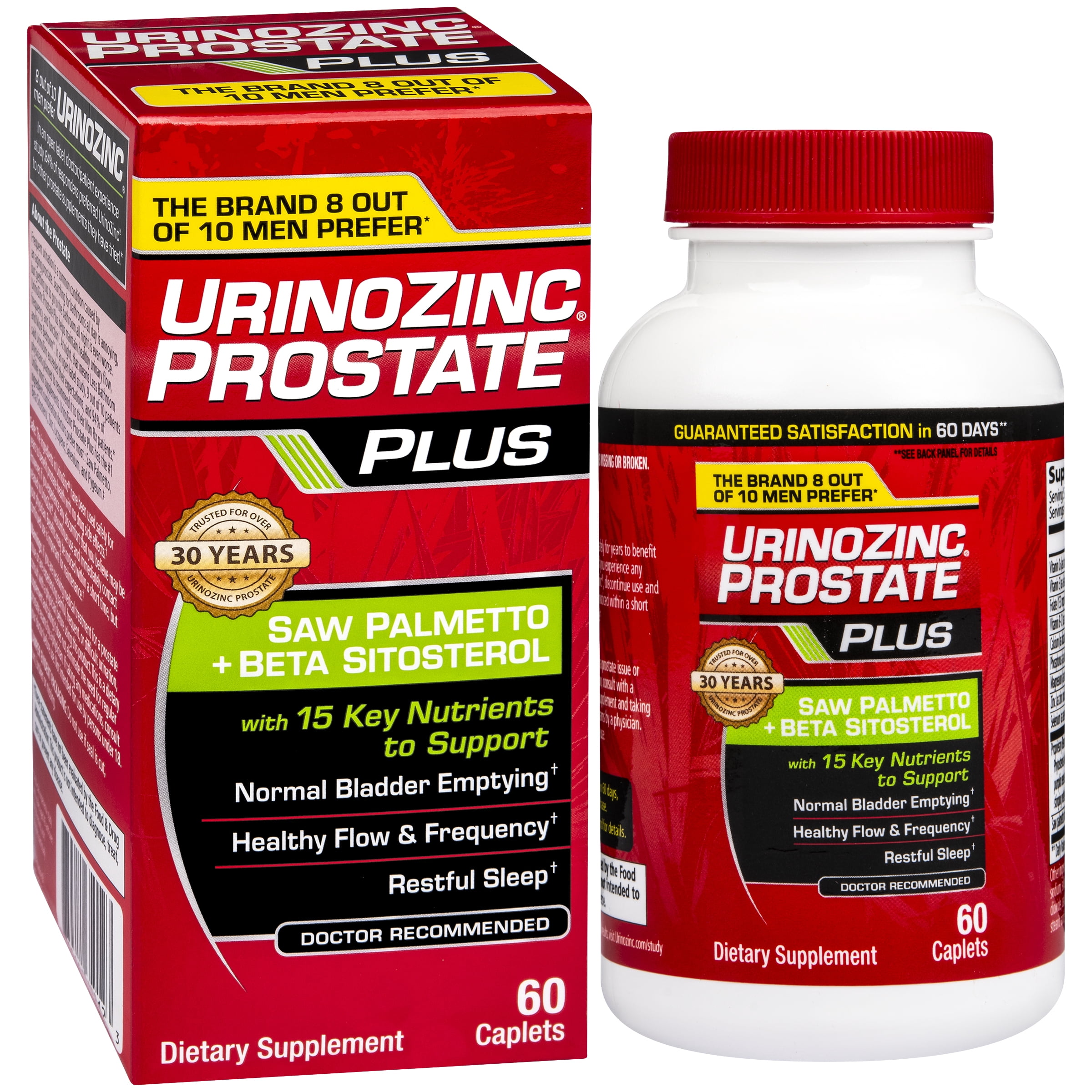 Urinozinc Plus Prostate Supplement with Beta Sitosterol & Saw Palmetto Reduce Frequent Urination, 60 Count