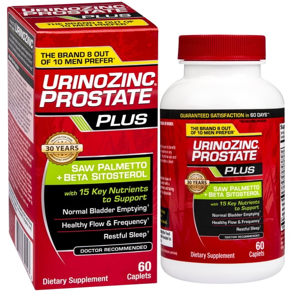 Urinozinc Plus Prostate Supplement with Beta Sitosterol & Saw Palmetto Reduce Frequent Urination, 60 Count