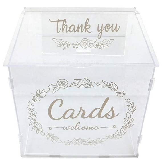 FELTECHELECTR Wedding Supplies Card Box Acrylic for Couples 1Pack 9.9X9.8in
