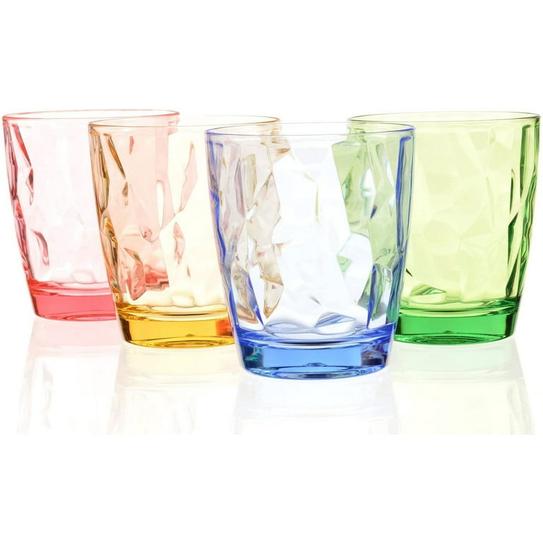 Urmelody 11oz Colored Drinking Glasses Set Acrylic Glassware for Kids  Plastic Tumblers Cups Picnic Water Glasses Unbreakable Juice Drinkware for  Camping Restaurant Beach BPA Free 4 Colors 