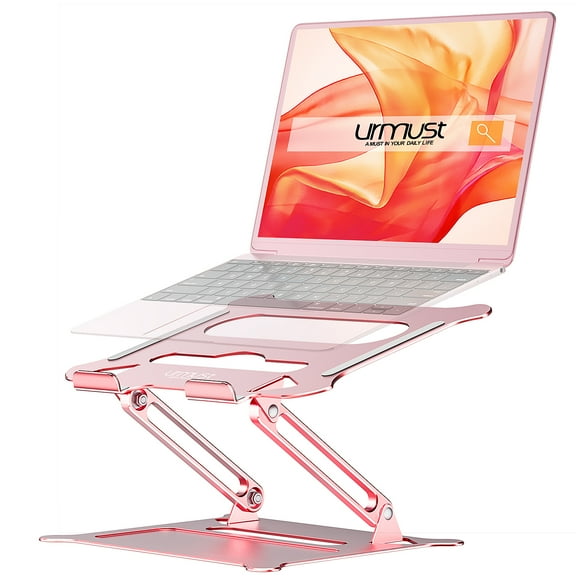 Urmust Ergonomic Adjustable Laptop Stand, Aluminum, Up to 15.6", Black
