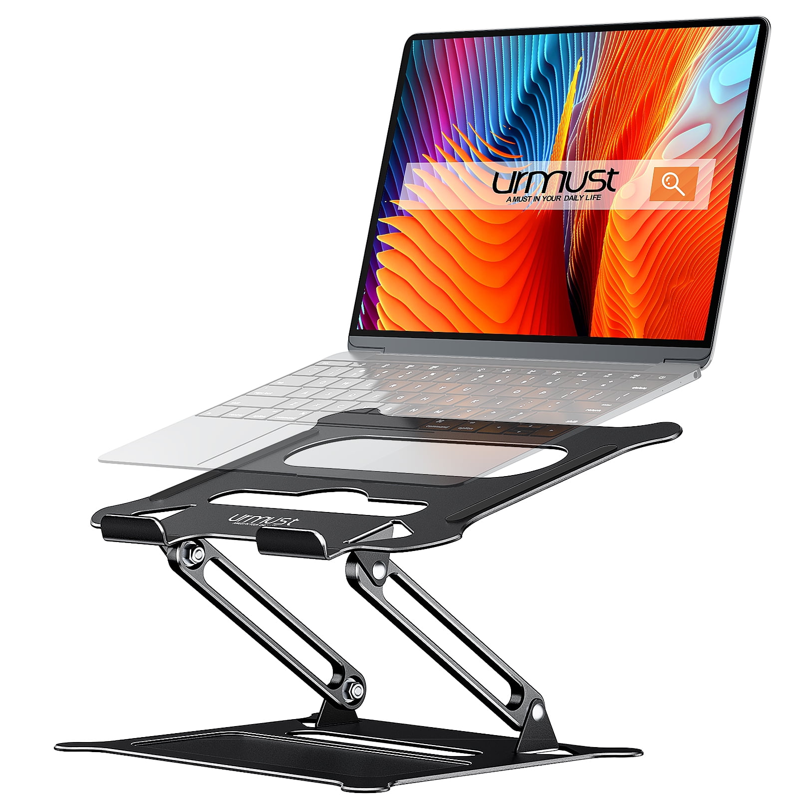 Urmust Ergonomic Adjustable Laptop Stand Compatible with MacBook Air Pro, Black