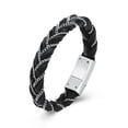 thumbnail image 1 of Urn Bracelet for Ashes for Mens Double-Band Black Braided Leather Bangle Bracelets Cremation Jewelry For Ashes Wristband Memorial Urn Bangle, 1 of 9