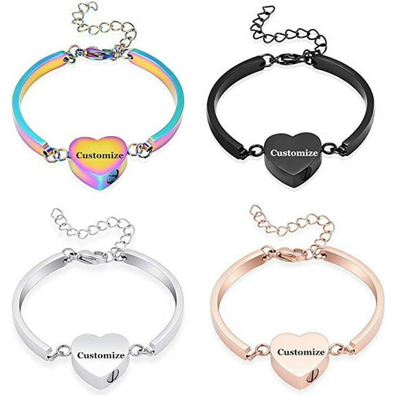 Urn Bracelet for Ashes for Women Stainless Steel Heart Urn Cuff Bracelet Cremation Keepsake Jewelry for Ashes