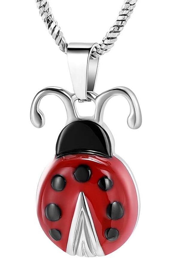 Urn Cremation Jewelry Flying Ladybug Urn Necklace for Ashes for Women Stainless Steel Animal Shape Ashes Keepsake Urn Locket Memorial Jewelry