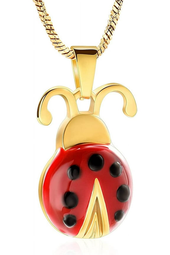 Urn Cremation Jewelry Flying Ladybug Urn Necklace for Ashes for Women Stainless Steel Animal Shape Ashes Keepsake Urn Locket Memorial Jewelry