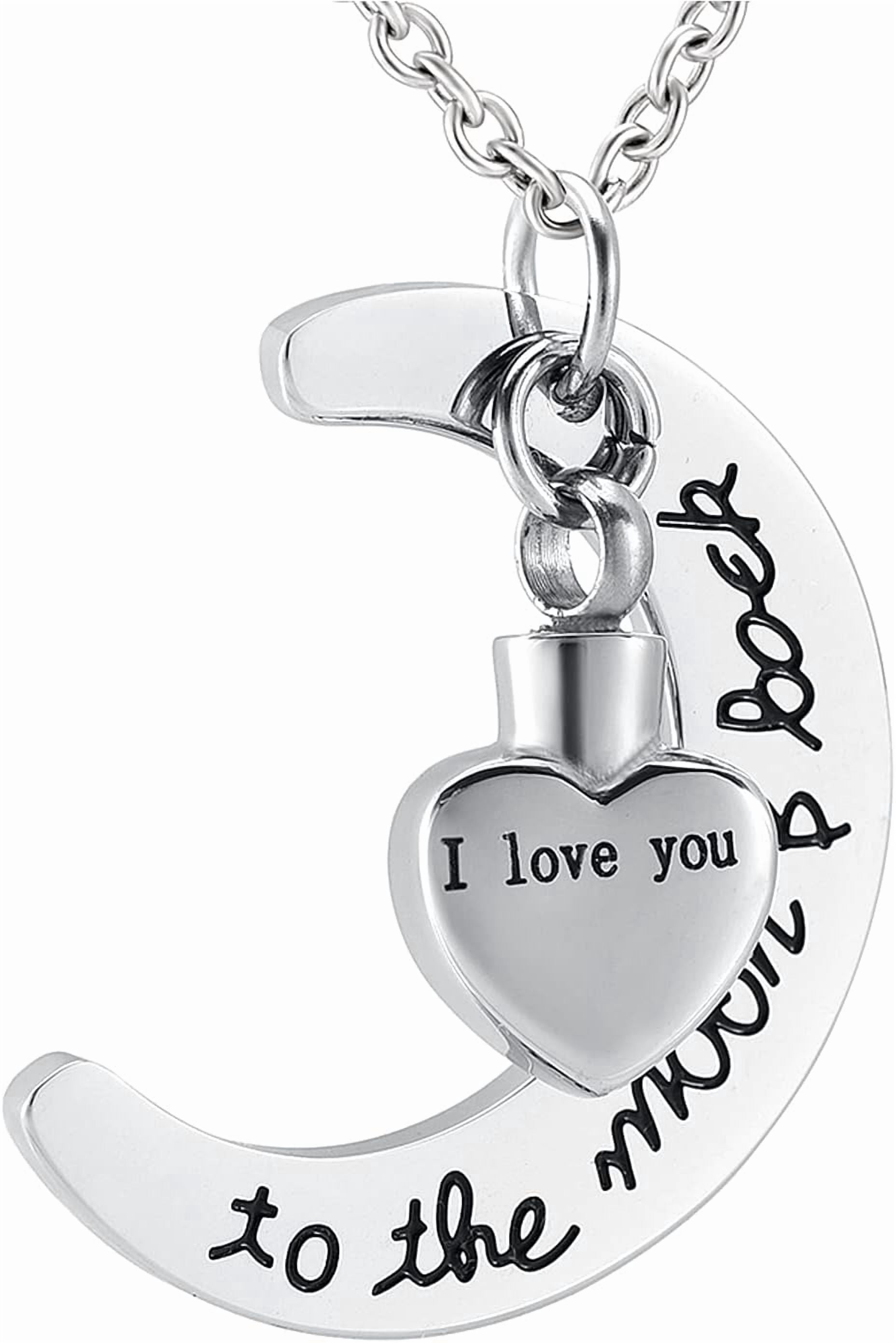 Urn Fine Necklace designed for Ashes I Love You to The Moon and Back Stainless Steel Keepsake Ash Pendant Memorial Cremation Jewelry[c334]
