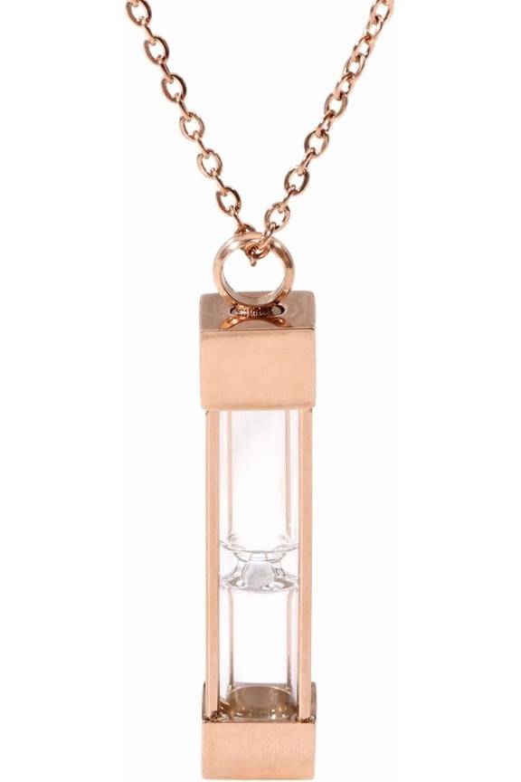 Urn Glass Hourglass Necklaces Cremation Pendant Necklace for Ashes Stainless Steel Chains Memorial Jewelry diy Rose Gold