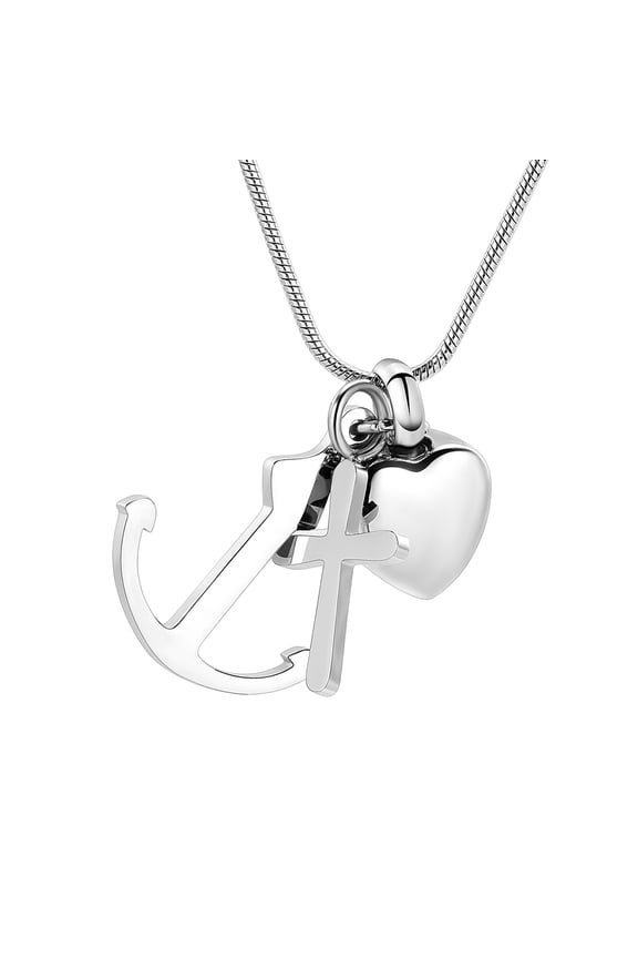 Urn Jewelry for Men, Anchor Urn Necklace for Ashes with Blue Opal Cremation Jewelry Memorial Keepsake Pendant for Human Pet