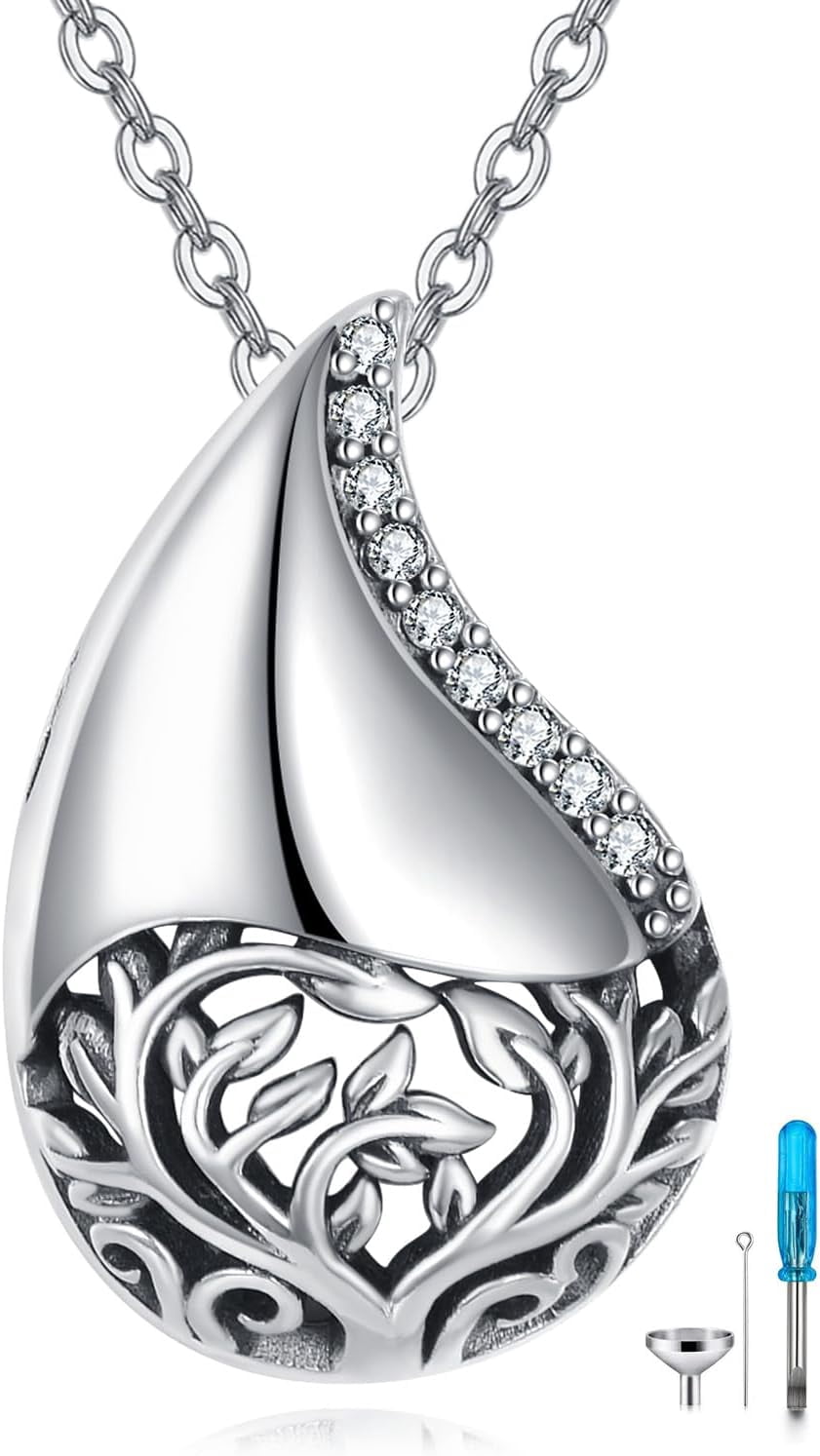 Urn Necklace 925 Sterling Silver Butterfly/Tree of Life/Highland Cow Urn Necklace for Ashes Cremation Jewelry for Women