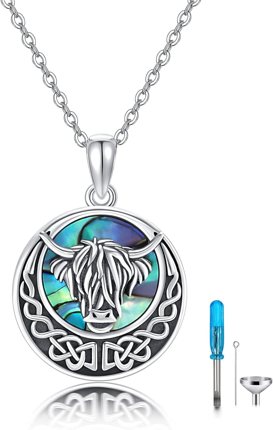 Urn Necklace 925 Sterling Silver Butterfly/Tree of Life/Highland Cow Urn Necklace for Ashes Cremation Jewelry for Women